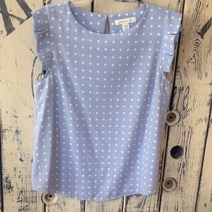 Elegant Light Blue Polka Dot Blouse